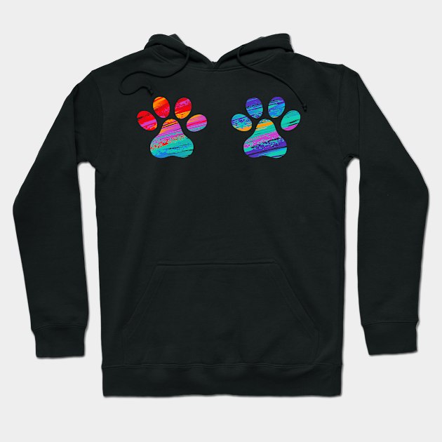 Two Cats Colorful Paws Hoodie by Blackmoon9